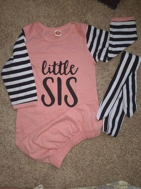 Little Sis Pink Long-Sleeve Girls Nightgown W/ Headband